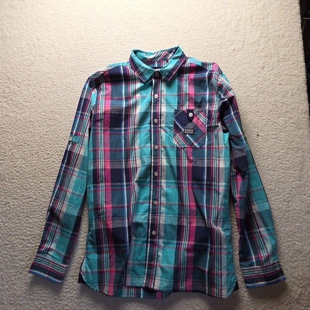 Parish Nation Shirt Mens XL Multicolor Plaid Long Sleeve Button-Up Casual Cotton